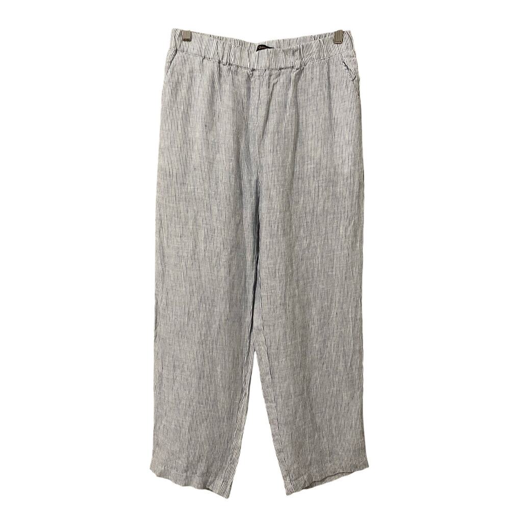 Quince 100% European Linen Pants Medium Blue Pinstripe Pull On Sustainable - Picture 5 of 14